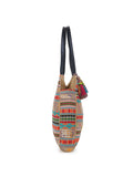 Fleecy Beaded Jacquard and Cotton Handbag