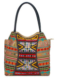 Fleecy Beaded Jacquard and Cotton Handbag