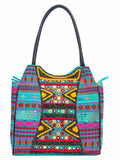 Fleecy Beaded Jacquard and Cotton Handbag