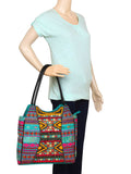 Fleecy Beaded Jacquard and Cotton Handbag