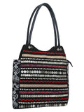 Fleecy Beaded Jacquard and Cotton Handbag