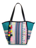 Geomat Acrylic Jacquard & Cotton Canvas Striped Tote Bag