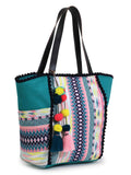 Geomat Acrylic Jacquard & Cotton Canvas Striped Tote Bag