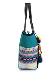 Geomat Acrylic Jacquard & Cotton Canvas Striped Tote Bag