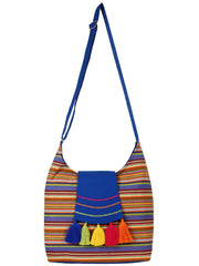Fringed Striped Cotton Sling Bag