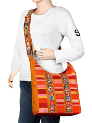 Motley Striped Cotton Sling Bag