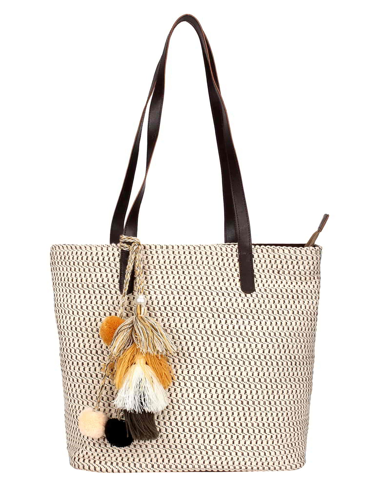 Chevron Cotton Jacquard & Pu Tote Bag