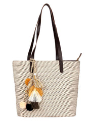 Chevron Cotton Jacquard & Pu Tote Bag