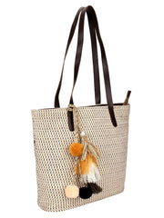 Chevron Cotton Jacquard & Pu Tote Bag