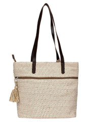Chevron Cotton Jacquard & Pu Tote Bag