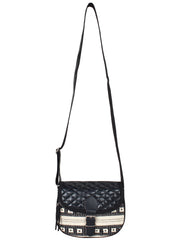 Swanky Cotton Jacquard And Leatherette Sling Bag
