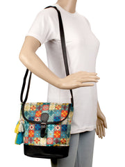 Geomat Digital Printed Canvas & Pu Sling Bag