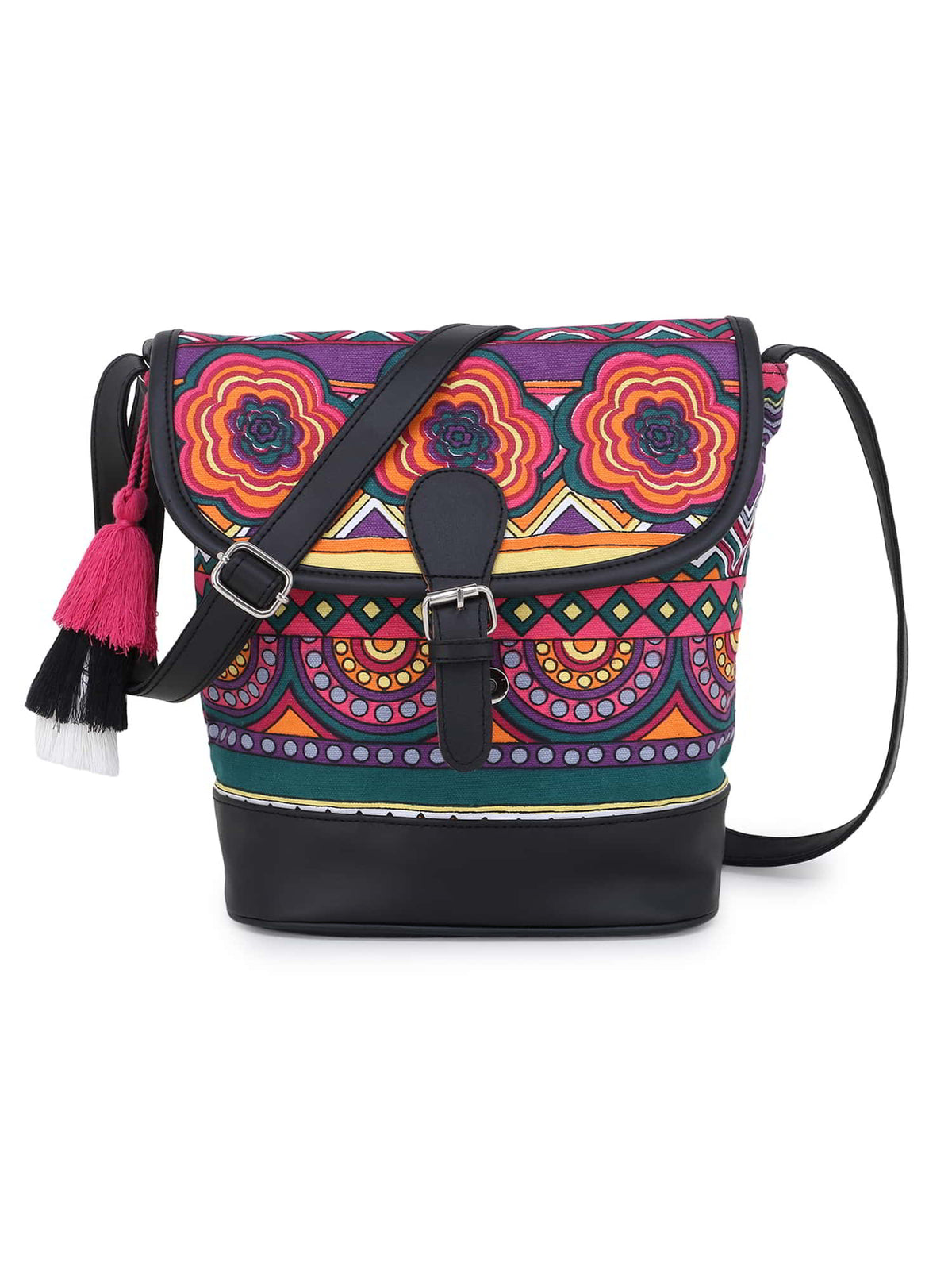 Geomat Digital Printed Canvas & Pu Sling Bag
