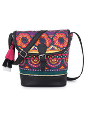 Geomat Digital Printed Canvas & Pu Sling Bag