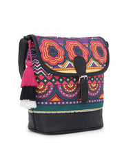 Geomat Digital Printed Canvas & Pu Sling Bag