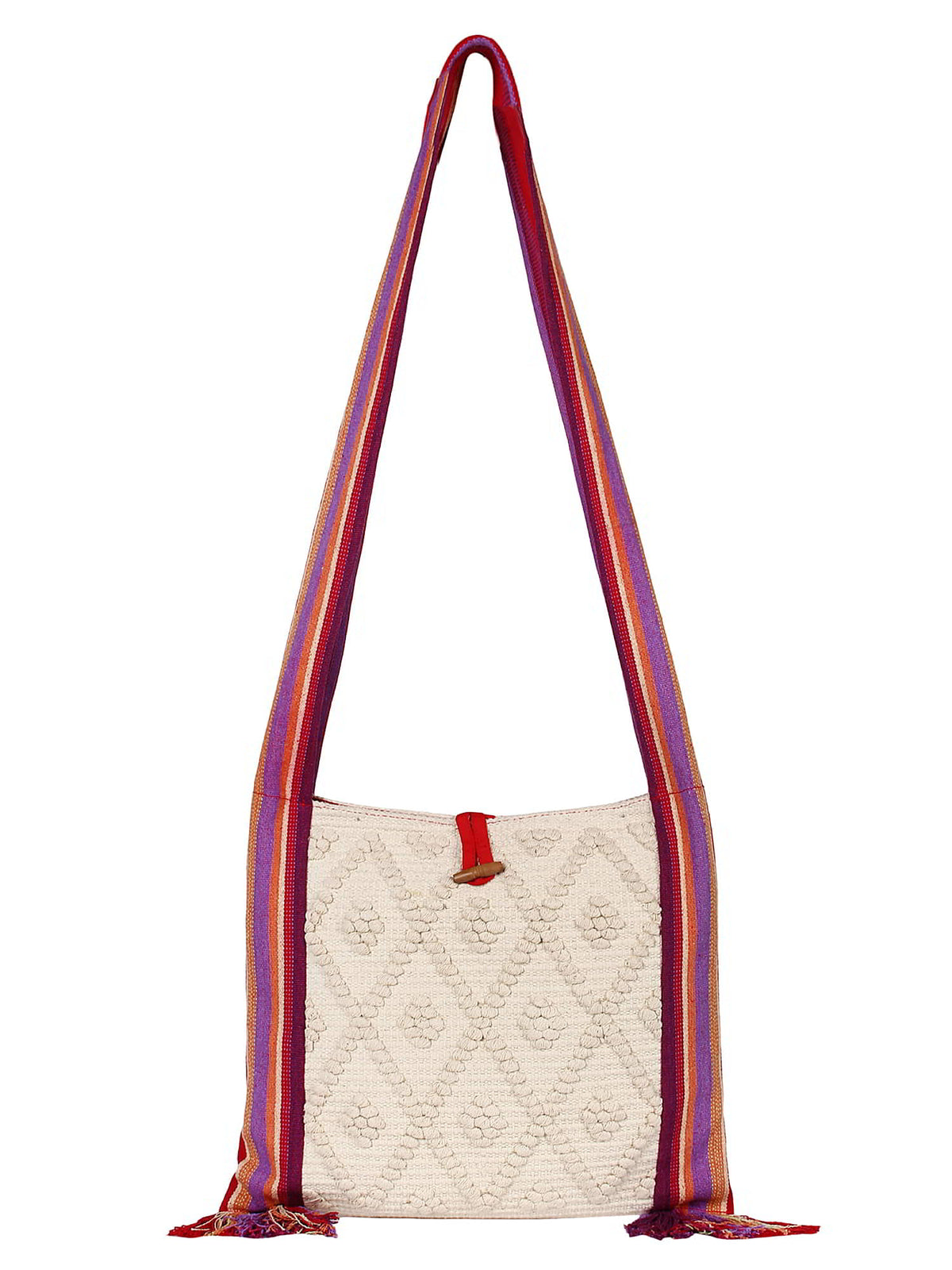 Fringed Cotton Jacquard Sling Bag