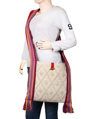 Fringed Cotton Jacquard Sling Bag