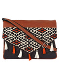 Envelope Cotton Jacquard And Leatherette Sling Bag