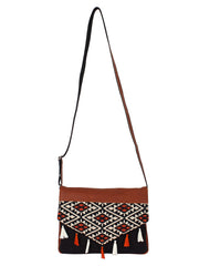 Envelope Cotton Jacquard And Leatherette Sling Bag