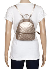 Modish Quilted Leatherette Mini Backpack