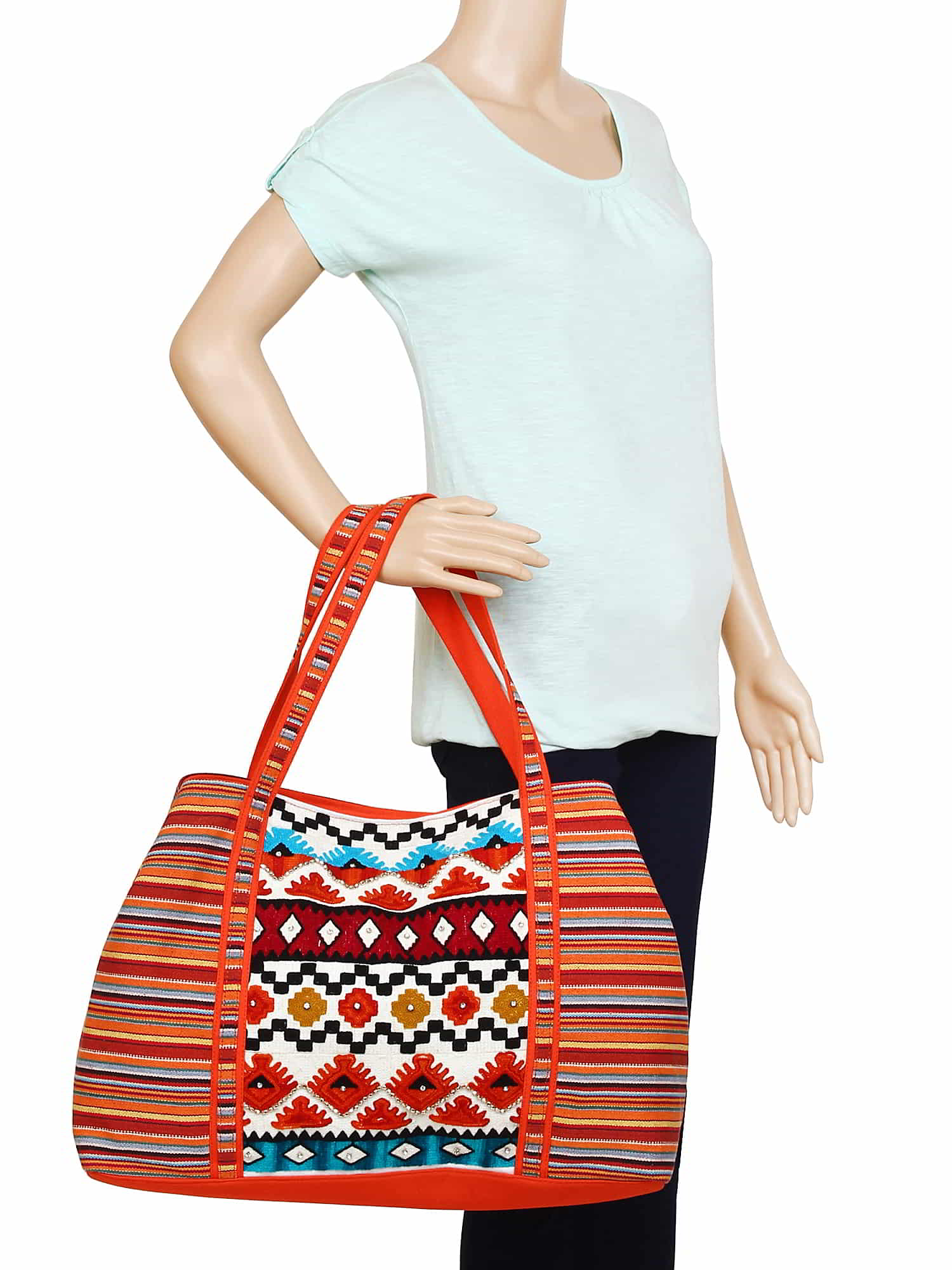 Embroidered Jacquard Handbag
