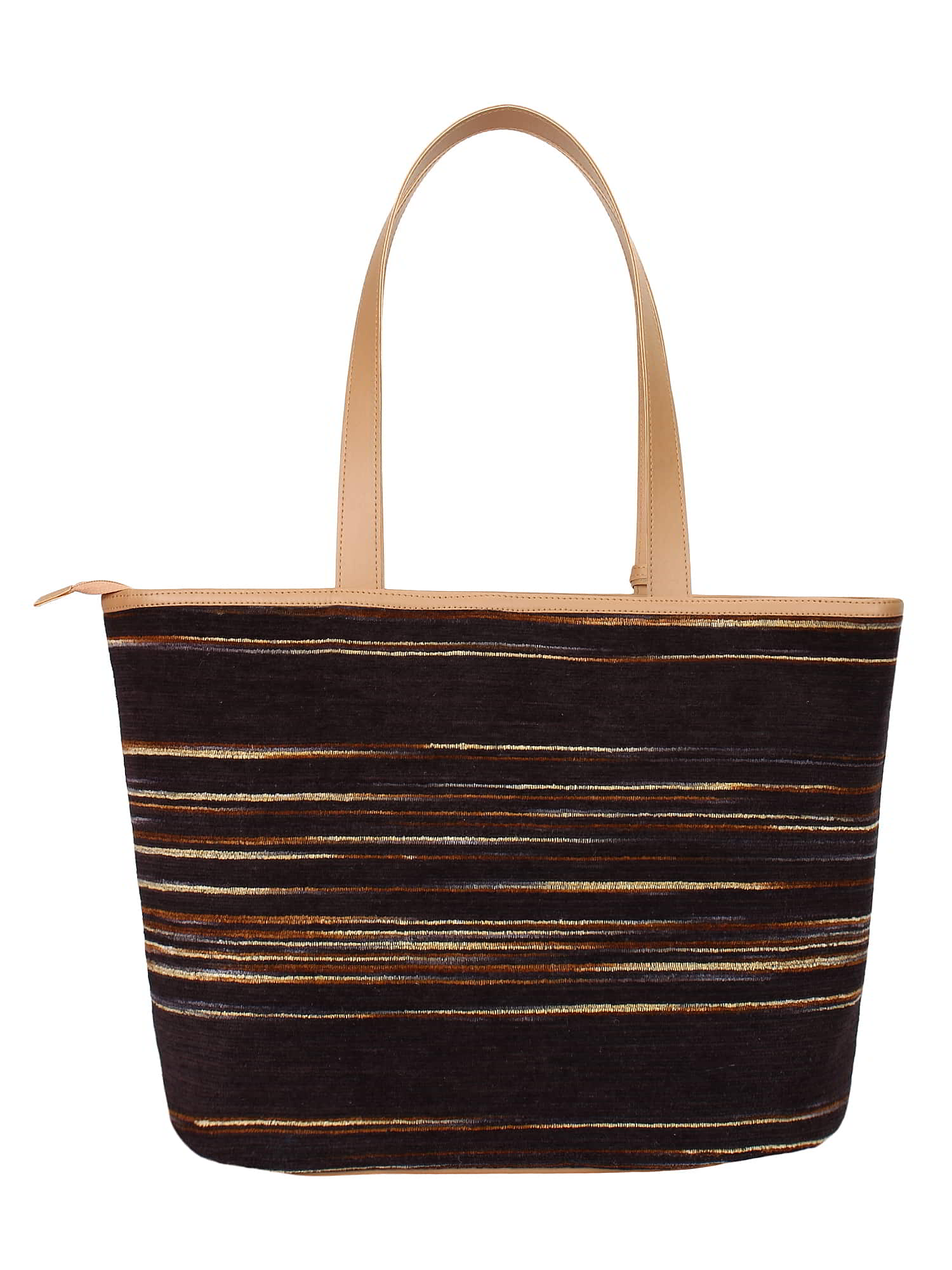 Wooly Striped Cotton Velvet Shoulder Bag