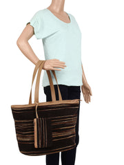 Wooly Striped Cotton Velvet Shoulder Bag
