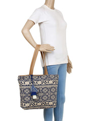 Showy Cotton Jacquard Tote Bag