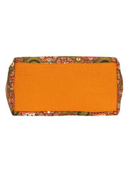 Florid Printed Canvas & Pu Tote Bag