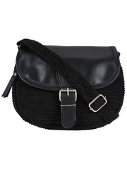 Classic Cotton & Leatherette Sling Bag
