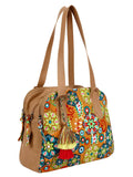 Florid Printed Canvas & PU Shoulder Bag