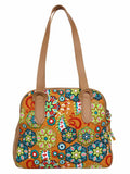 Florid Printed Canvas & PU Shoulder Bag