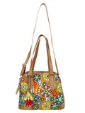 Florid Printed Canvas & PU Shoulder Bag