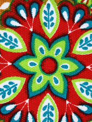 Florid Printed Canvas & PU Shoulder Bag