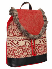 Showy Geometric Cotton Canvas Backpack