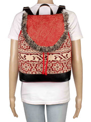 Showy Geometric Cotton Canvas Backpack