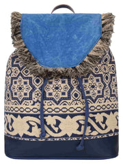 Showy Geometric Cotton Canvas Backpack