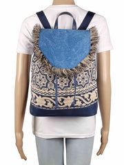 Showy Geometric Cotton Canvas Backpack