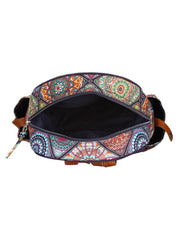 Ethnic Digital Printed Canvas & PU Backpack