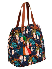 Modish Digital Printed Canvas & PU Shoulder Bag