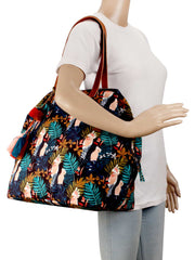 Modish Digital Printed Canvas & PU Shoulder Bag