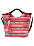 Streak Cotton Lurex & PU Shoulder Bag