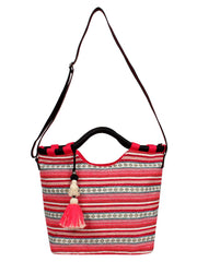 Streak Cotton Lurex & PU Shoulder Bag