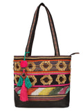 Geomat Acrylic Jacquard & PU Shoulder Bag