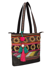 Geomat Acrylic Jacquard & PU Shoulder Bag