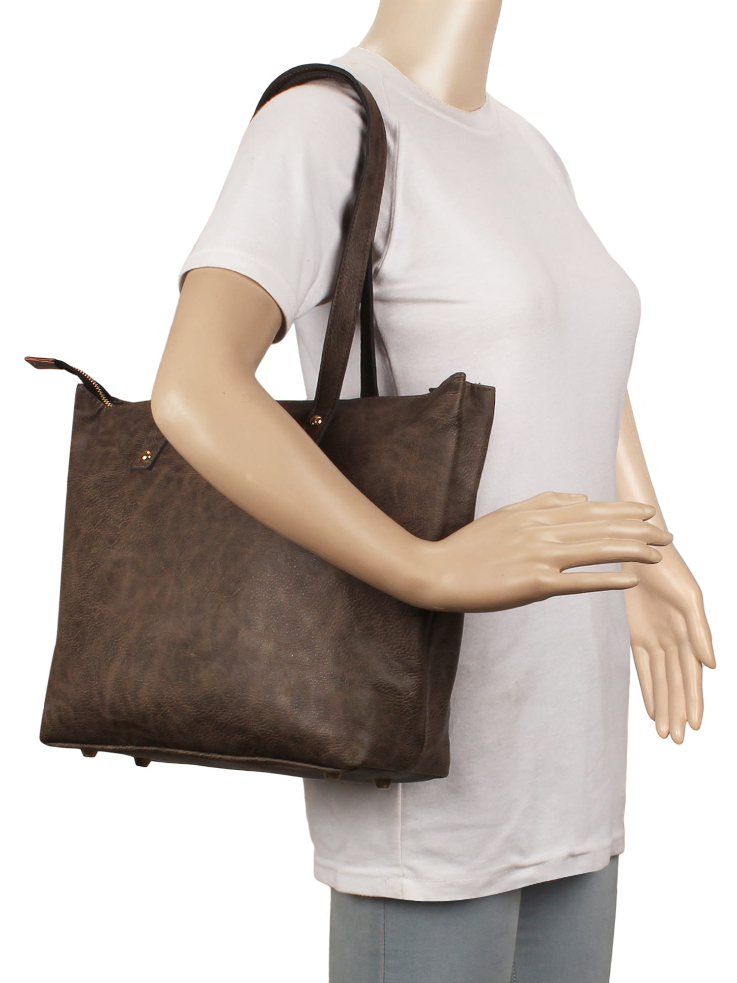 Classic Textured Leatherite Tote Bag