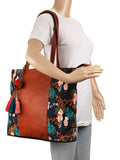Modish Digital Printed Canvas & PU Tote Bag