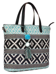 Geomat Jacquard & PU Shoulder Bag