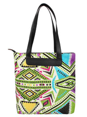Geomat Acrylic Jacquard & PU Shoulder Bag