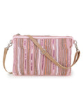 Glid Striped Sequined Cotton Handloom & Leatherette Sling Bag